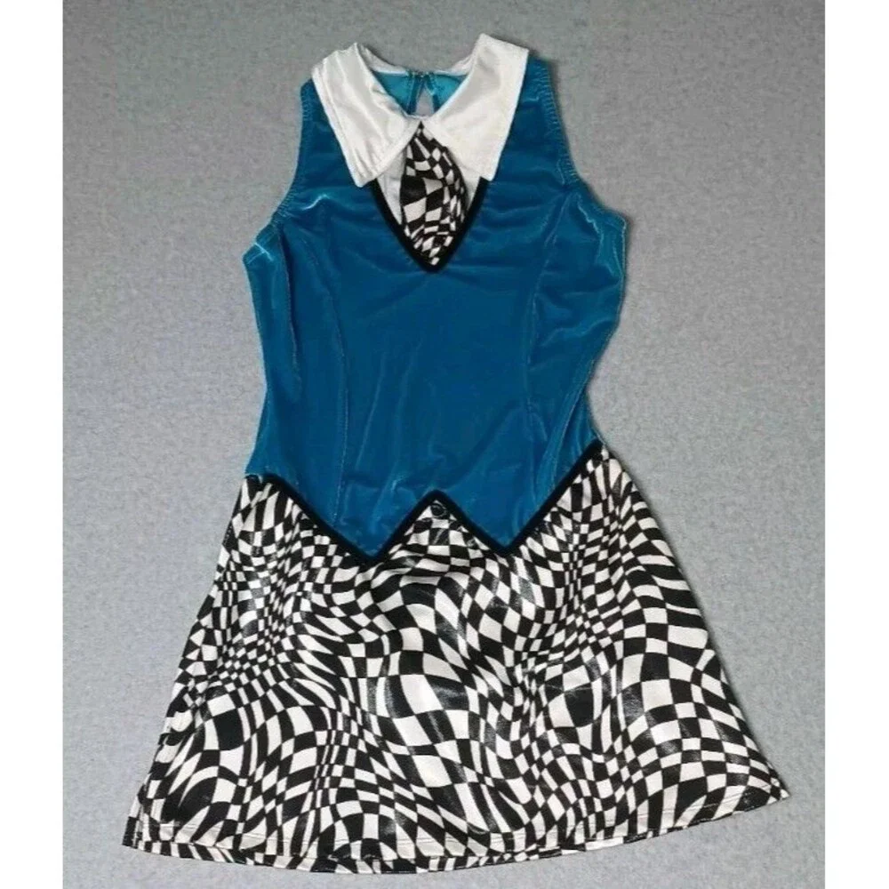 Algy Dance Dress Costume 60s/70s Go go Girls Womens Size Small Blue Velvet...
